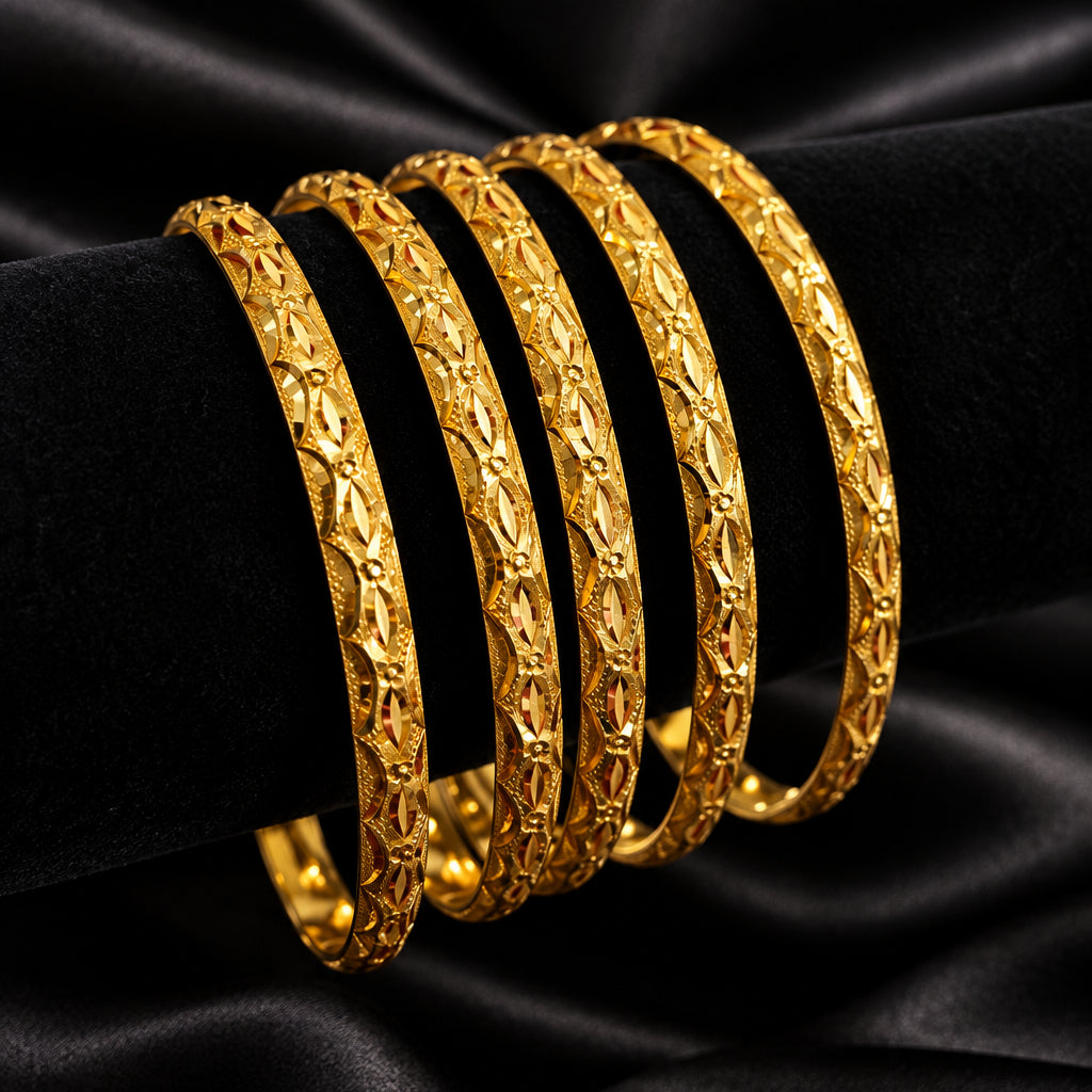 Qiyara 6.8cm Gold Bangles (2PC)