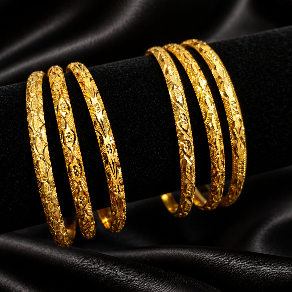 Mixed 6.5cm Gold Bangles (3PC)