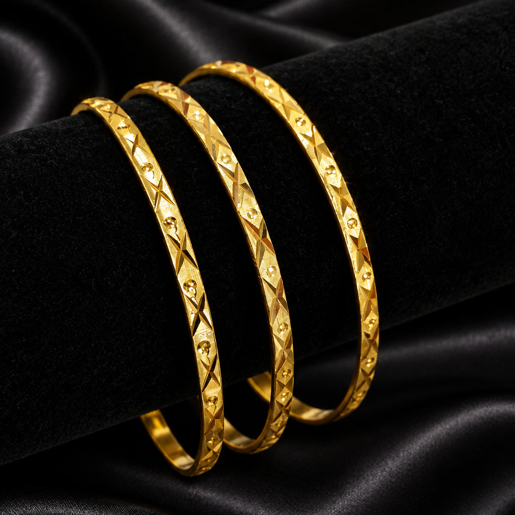 Cetana 7cm Gold Bangles (3PC)