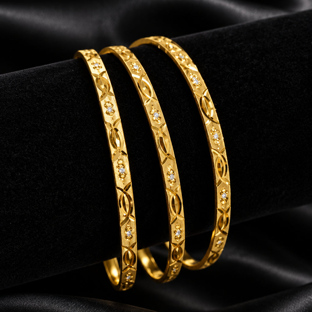 Ibha 6.5cm Gold Bangles (3PC)