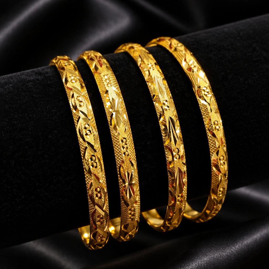Mixed 6cm Gold Bangles (4PC)